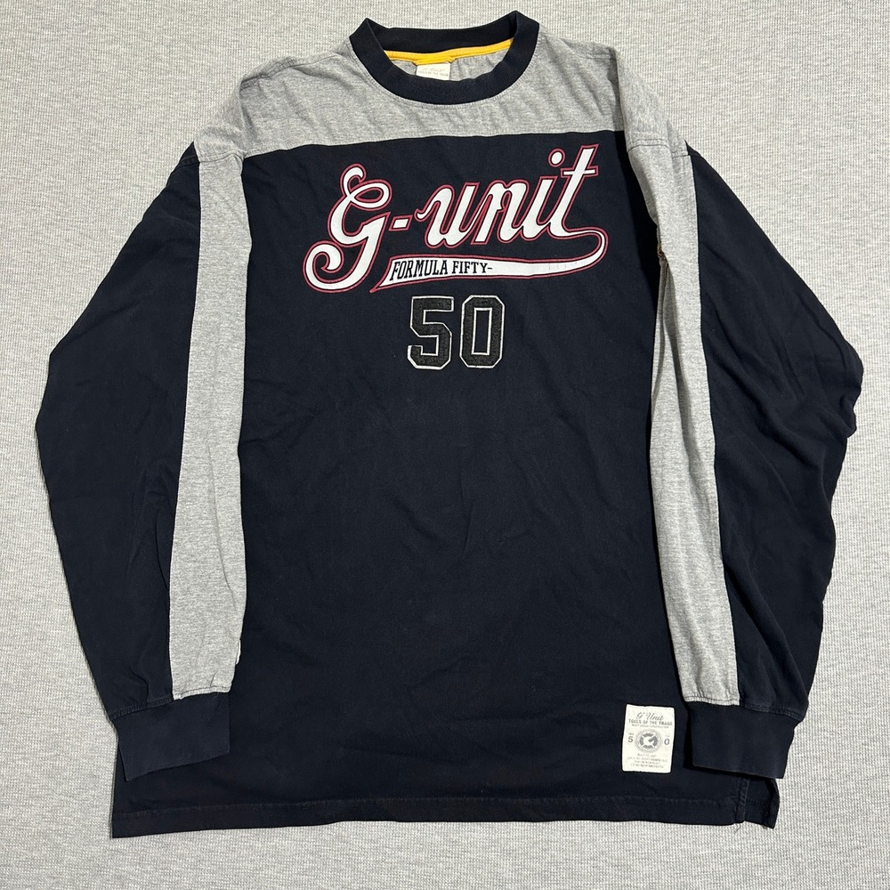 Y2K G-Unit Tools of the Trade Formula Fifty Colorblock Long Sleeve Tee Navy 3XL